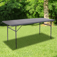 Flash Furniture DAD-LF-183Z-DG-GG 30''W x 72''L Bi-Fold Dark Gray Plastic Folding Table with Carrying Handle 